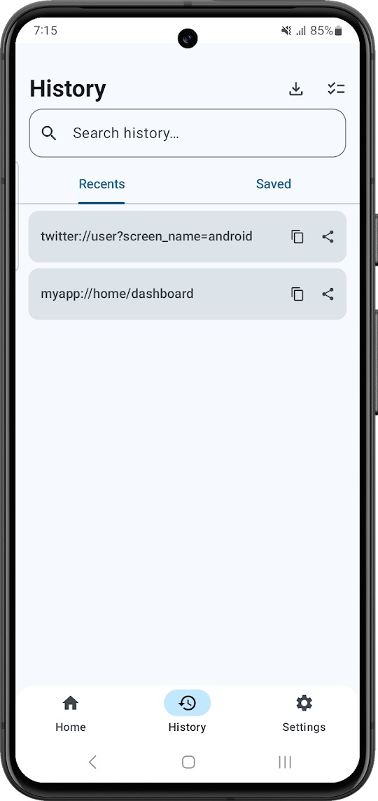 Deeplink Tester screenshot