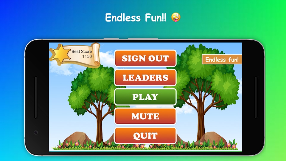 Panda Catch Oranges main menu with best score, leaderboard and play buttons